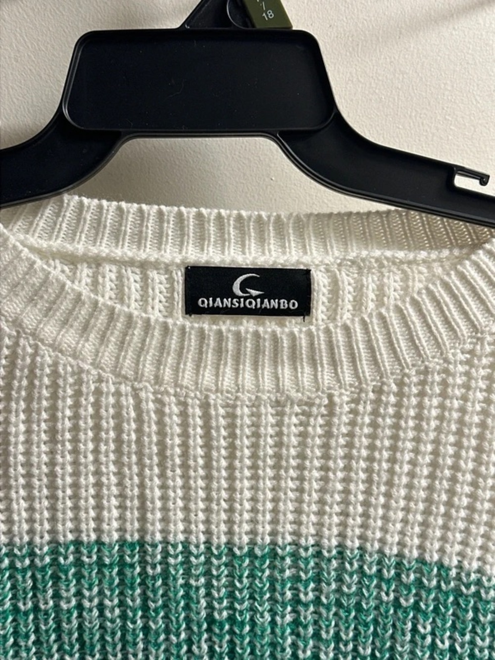 Crewneck Ombre Knit Sweater in White & Green - Picture 4 of 4